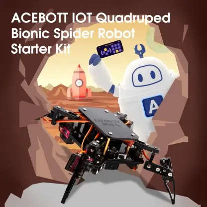 ACEBOTT QD020 ESP8266 Quadruped Bionic Spider Robot Kit  Black