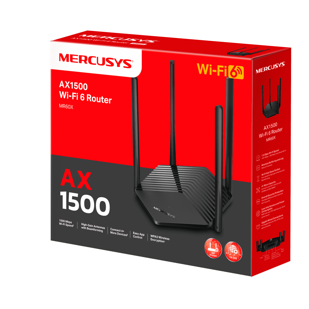 Mercusys MR60X V2 AX1500 Dual-Band Wi-Fi 6 Gigabit Router