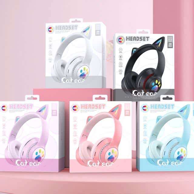 Cat Ear Wireless Bluetooth Stereo Headphones with Mic - Purple