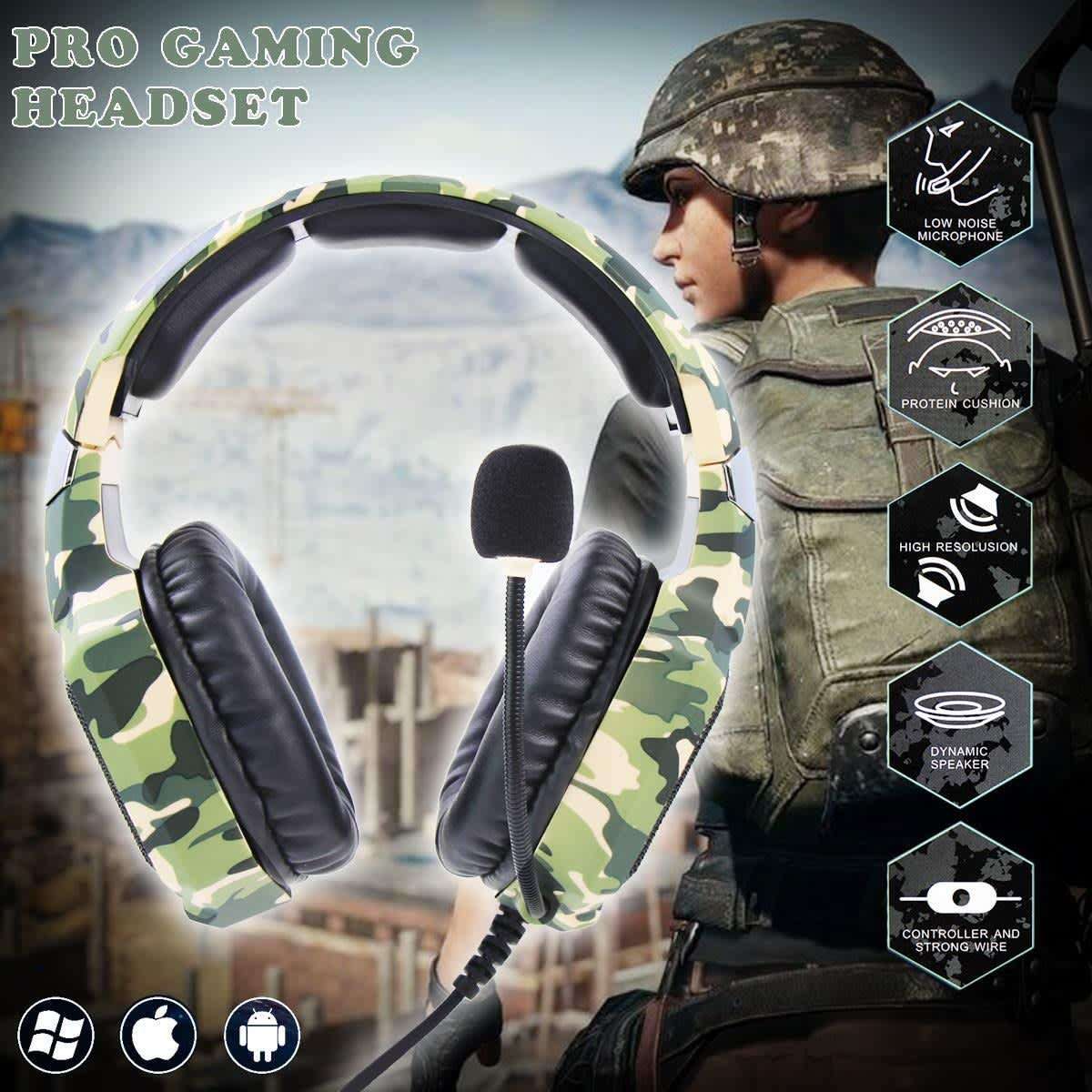 ONIKUMA K8 Stereo Gaming Headset with Microphone & LED Lights  Camouflage