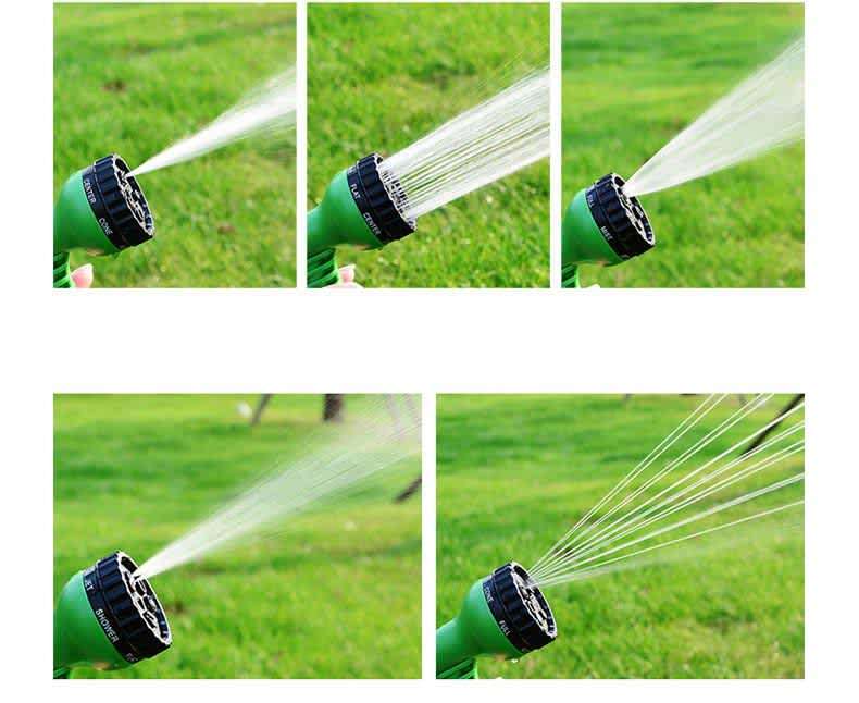 Garden Expandable Hose Pipe with Nozzle - 30 Meters - Green