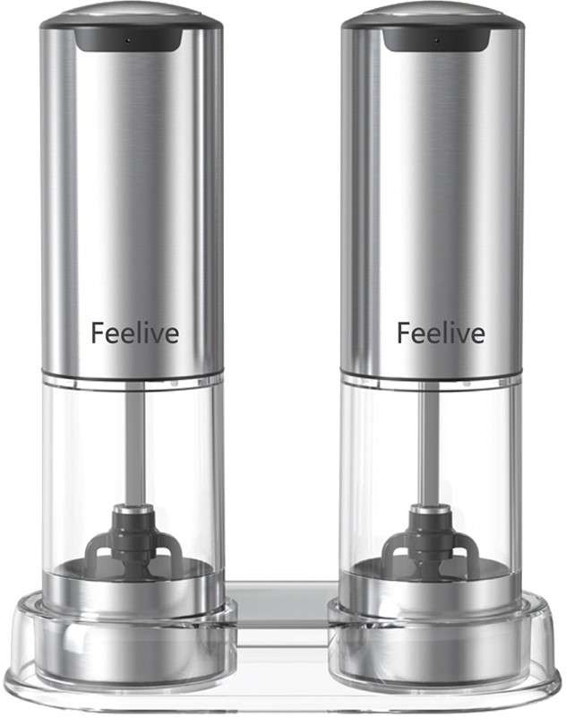 Feelive Rechargeable Pepper And Salt Grinder 2 Set With Stand