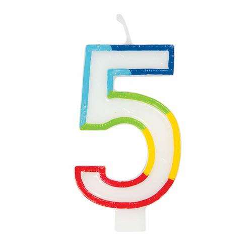 Casey 7cm Multicolor Numerical Birthday Candle Nr.5