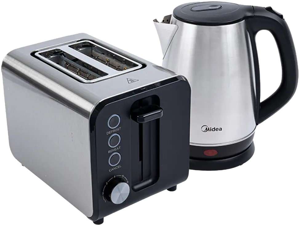 Midea Deluxe Stainless Kettle and 2 Slice Toaster Breakfast Pack