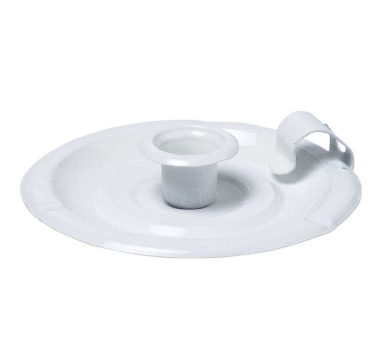 "Candle Holder - With Tray - Metal - White - Small - 5 Pack"