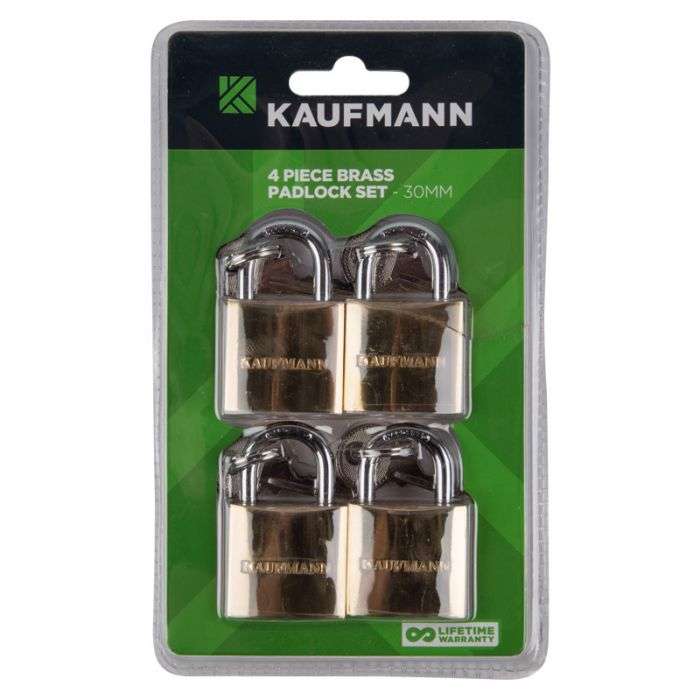 Kaufmann - Brass Lock Set 4 Piece 30mm - 2 Pack