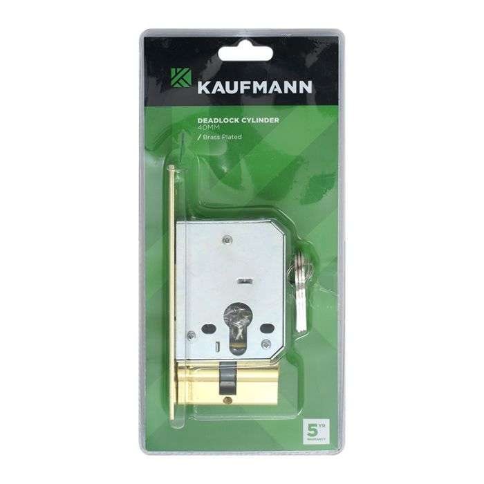 Kaufmann - Deadlock & Cylinder 40mm Brass Plated - 2 Pack