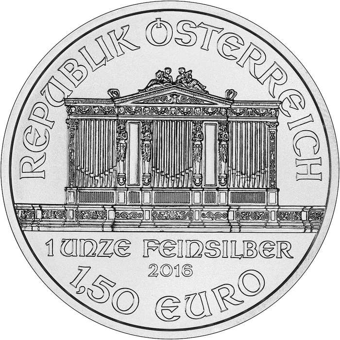 20 x Austrian Philharmonic One Ounce Silver Bullion Secondary Coins 2016 (tube)