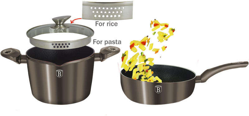 Berlinger Haus - 3 Pieces Forged Aluminium Metallic Line Cookware Set - Carbon(READ THE DESCRIPTION)