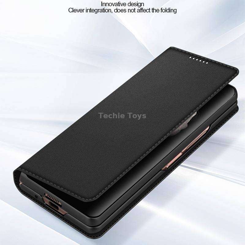 For Samsung Galaxy Z Fold4 Split Type Horizontal Flip Foldable Leather Phone Case(Plain Brown)