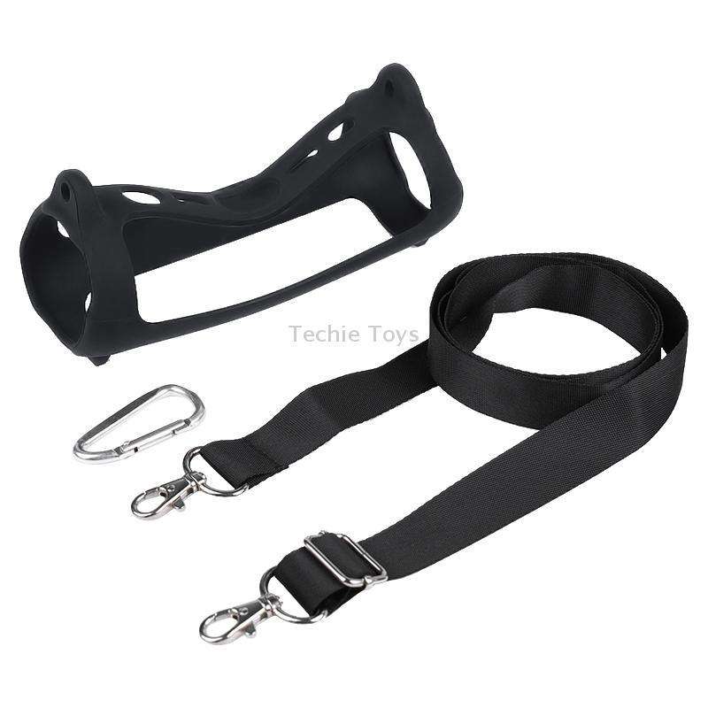 For JBL Flip 6 Bluetooth Speaker Portable Silicone Case with Shoulder Strap(Black)