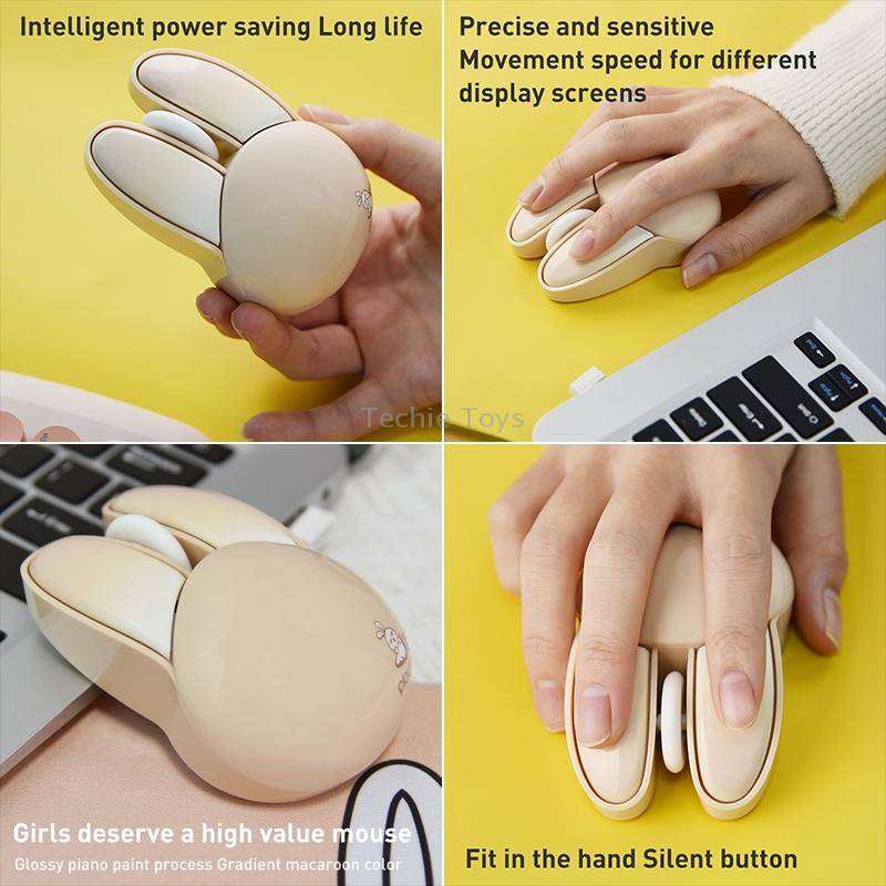 MOFii M6 Rabbit Shape 2.4G Wireless Mute Mouse(Milk Tea)
