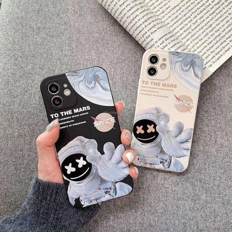 For iPhone 11 Martian Astronaut Pattern Shockproof Phone Case(Black)