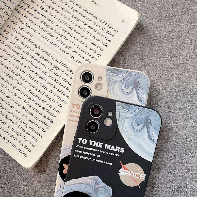 For iPhone 11 Martian Astronaut Pattern Shockproof Phone Case(Black)