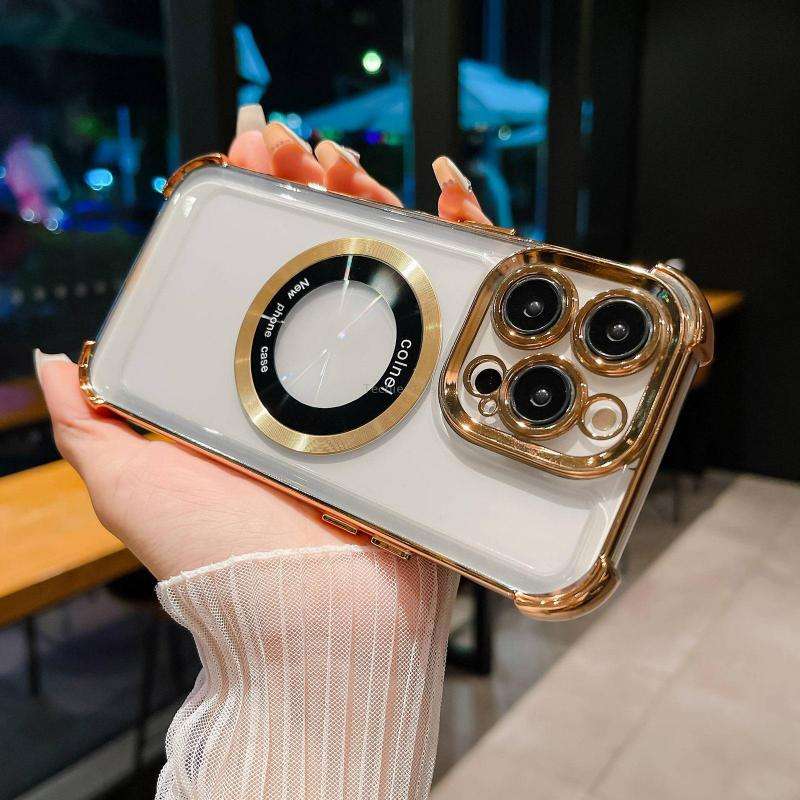 For iPhone 11 Pro 6D Electroplating Armor Magsafe Phone Case(Gold)