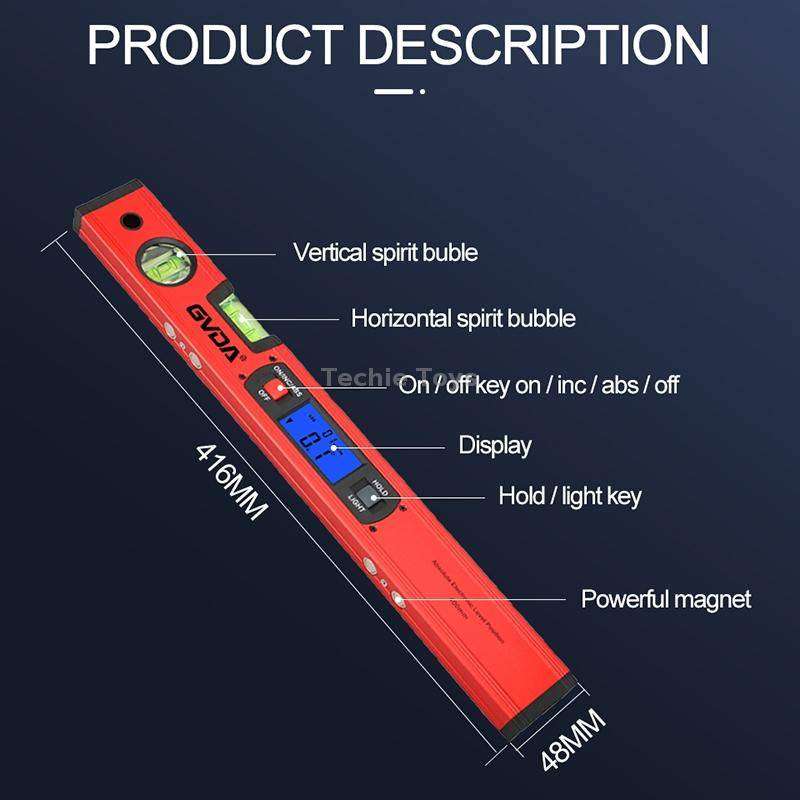 GVDA GD-H400M Digital Level 360 Measure Protractor Level Ruler(Red)