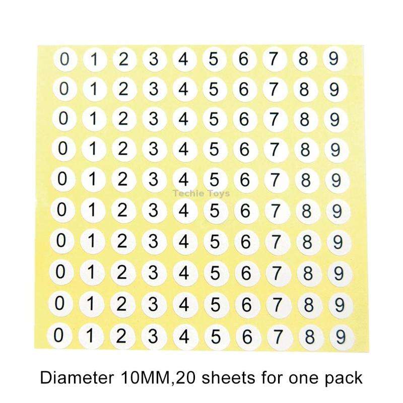 20 PCS Round Shape Number Sticker Shoe Size Label, Number 0-9