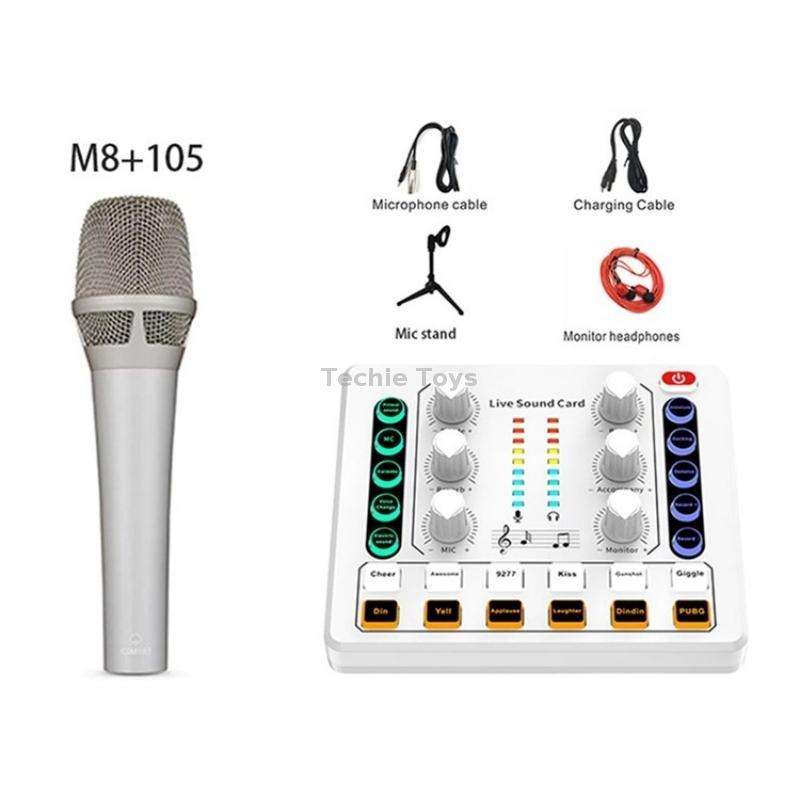 BM800 Live Sound Card with Condenser Microphone Kit(White)