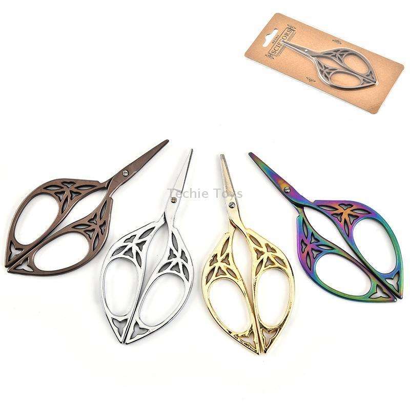 Stainless Steel Leaf Shape Scissors Handmade Tea Bag Scissors(Color Titanium)