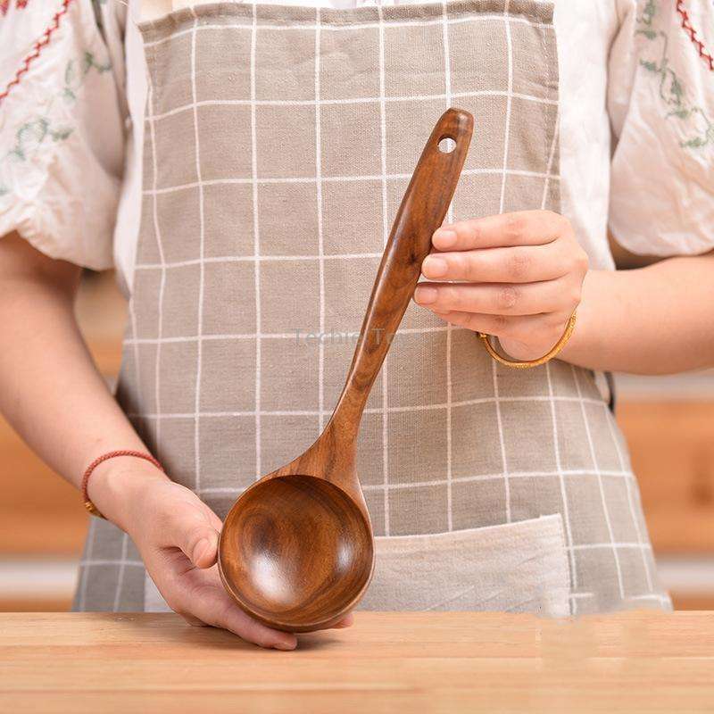 Non-Stick Pot Wood Spoon Teak Scoop Tableware Medium Spoon