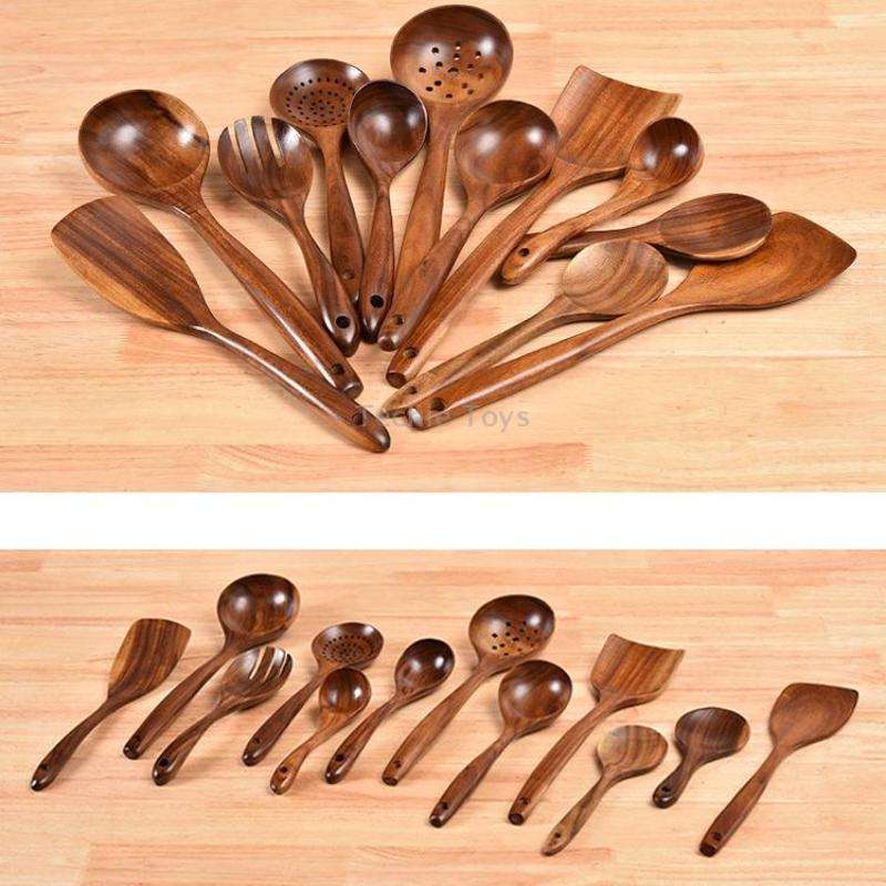 Non-Stick Pot Wood Spoon Teak Scoop Tableware Medium Spoon