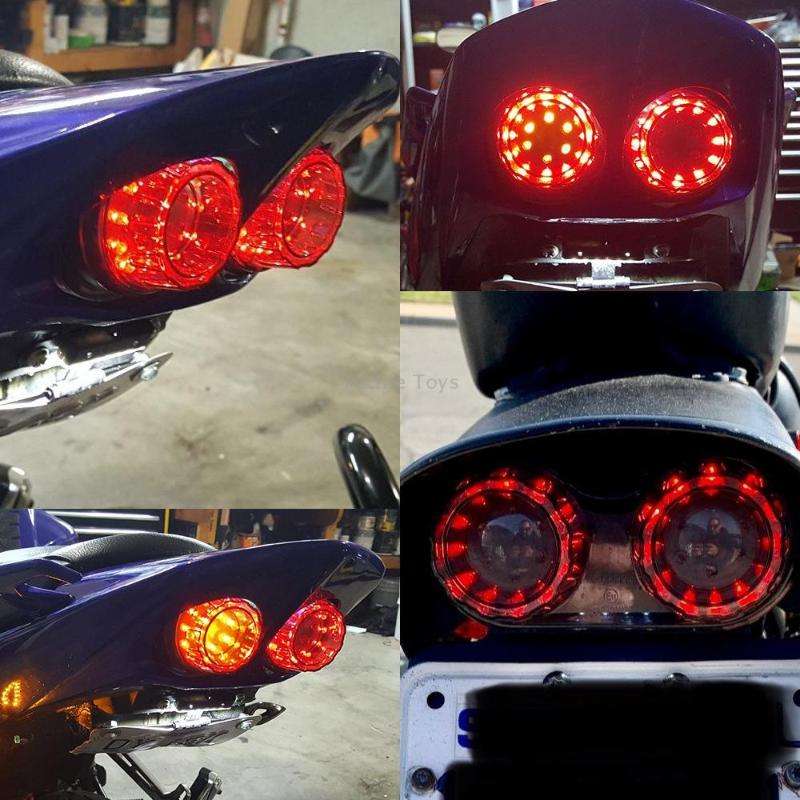 Motorcycle Modified Retro LED Integrated Rear Taillight Brake Light(Smoked Black Shell)