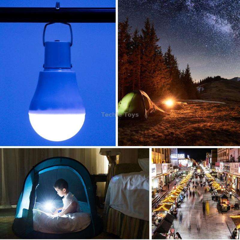 LED Solar Bulb USB Portable Outdoor Emergency Light Bulb Camping Lighting(White Light)