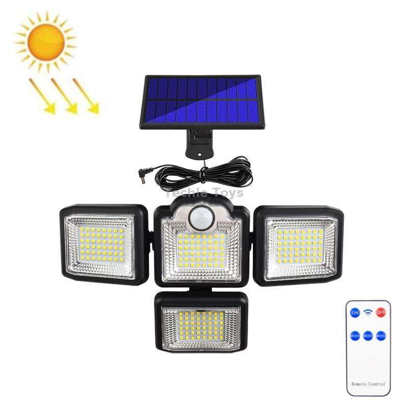 TG-TY085 Solar 4-Head Rotatable Wall Light with Remote Control Body Sensing Outdoor Waterproof Garde
