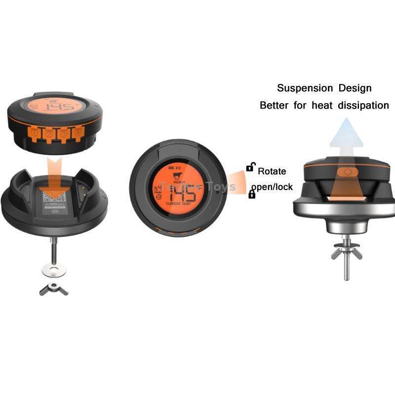 Kitchen Wireless Bluetooth Multifunction Oven Thermometer(Black)