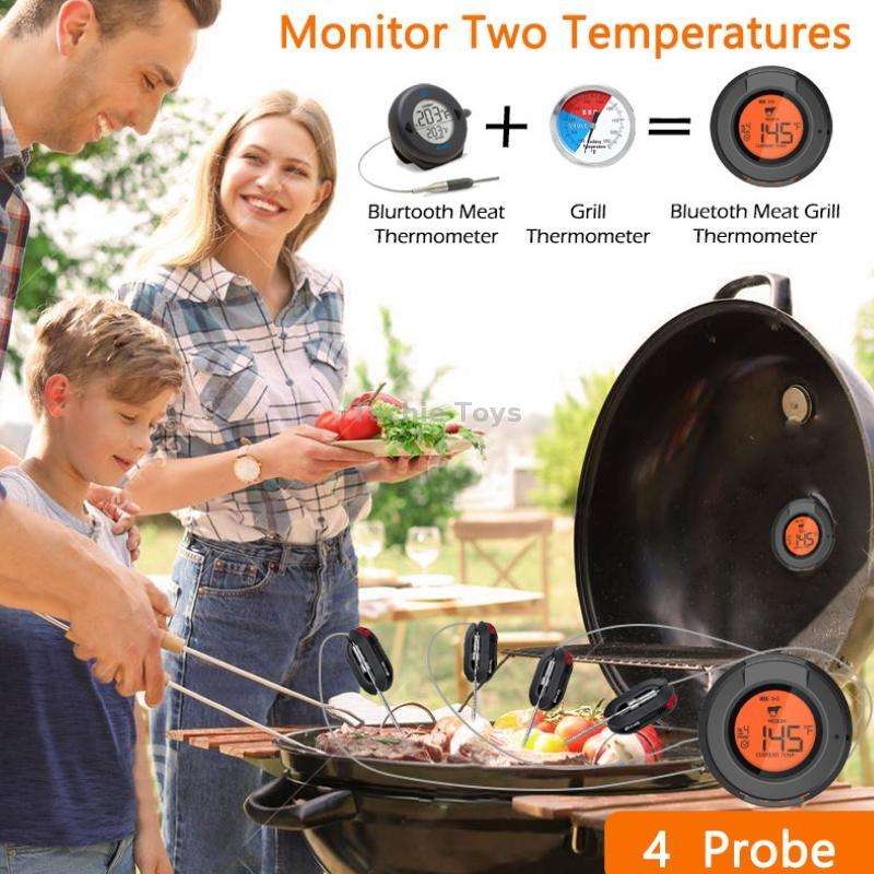 Kitchen Wireless Bluetooth Multifunction Oven Thermometer(Black)