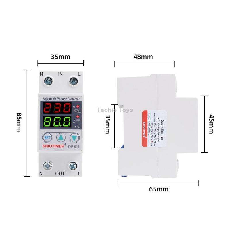 SINOTIMER SVP-916 Adjustable Self-resetting Over-voltage Under-voltage Protector, Current: 63A