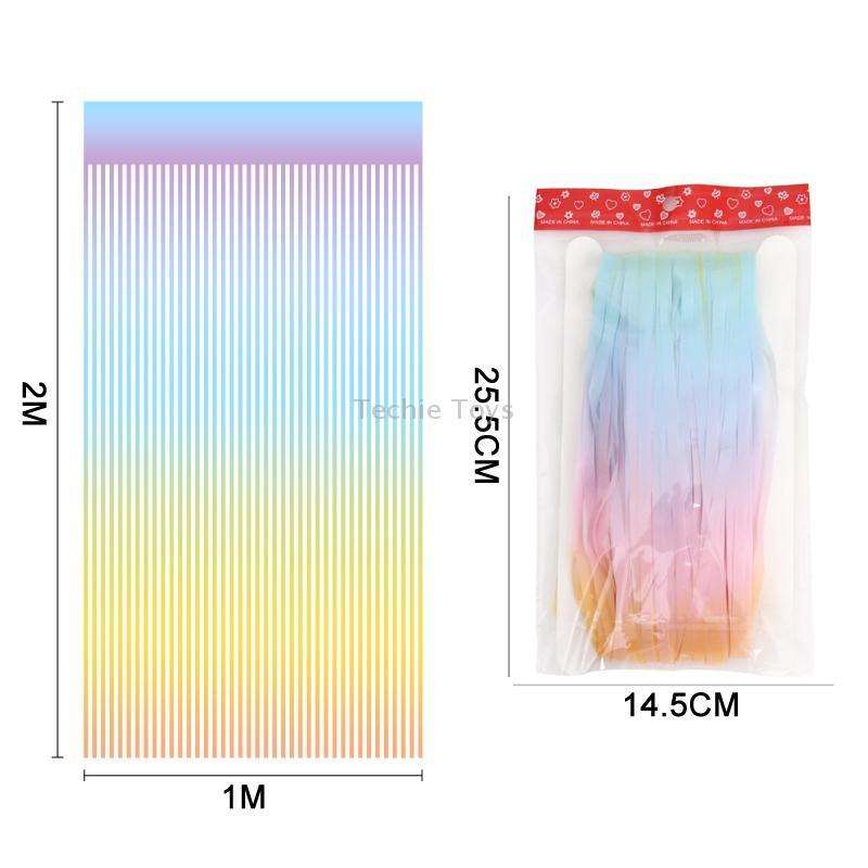 2 PCS 2M Birthday Party Decoration Background Rain Curtain(Rainbow Gradient)