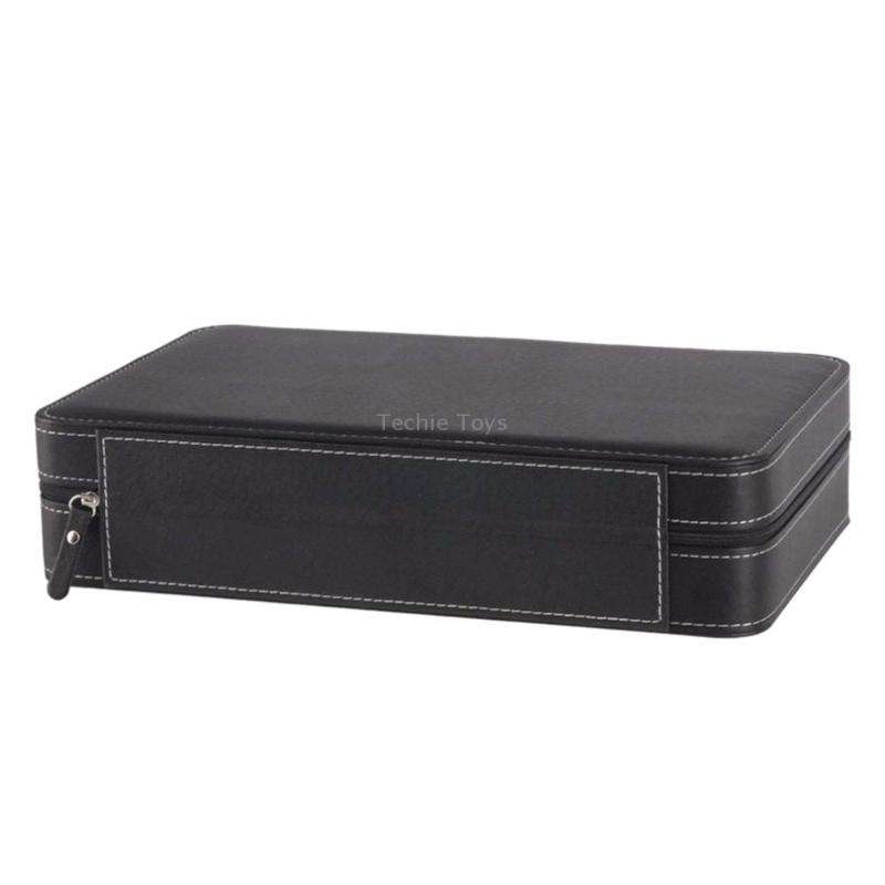 12 Bit Zipper Watch Box Storage Display Box PU Zipper Bag Watch Box(Black)