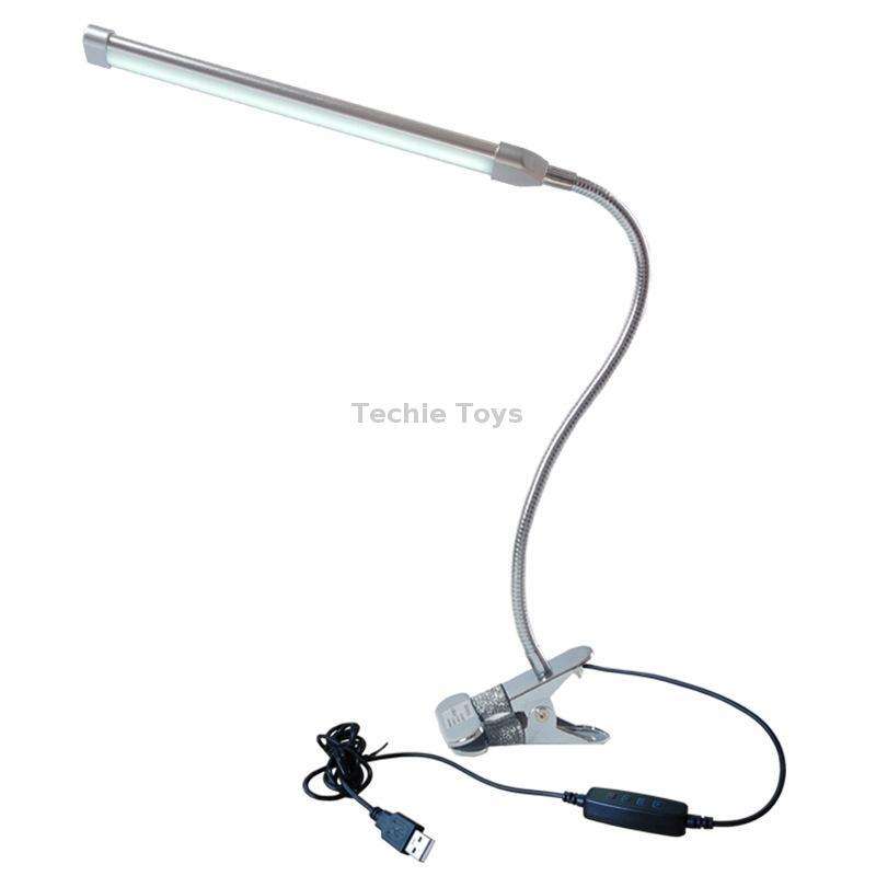 USB Clip Lamp Student Eye Protection LED Dimmable Desk Light(Silver)