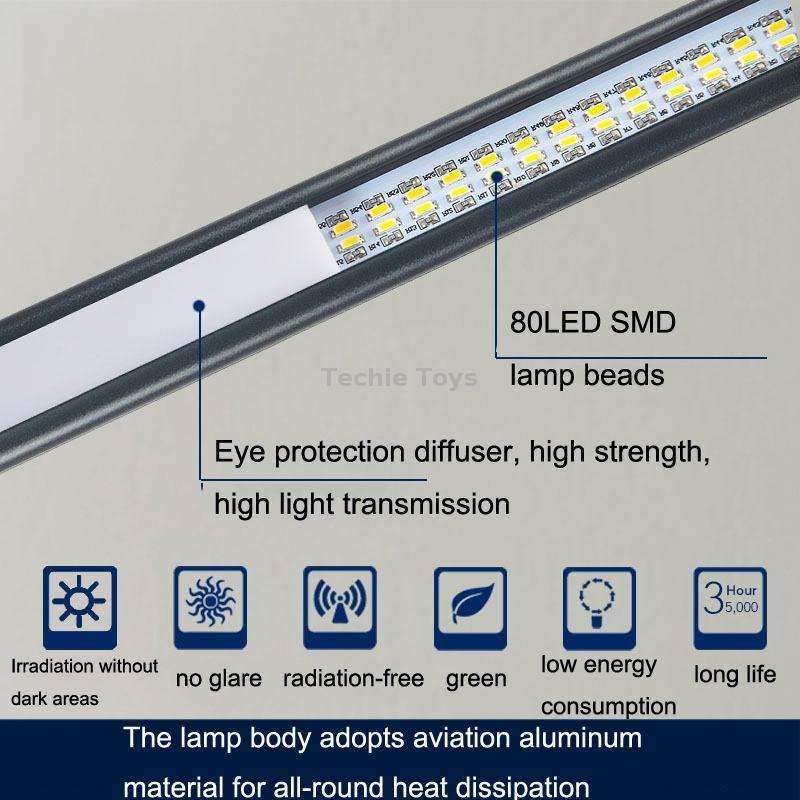 USB Clip Lamp Student Eye Protection LED Dimmable Desk Light(Silver)