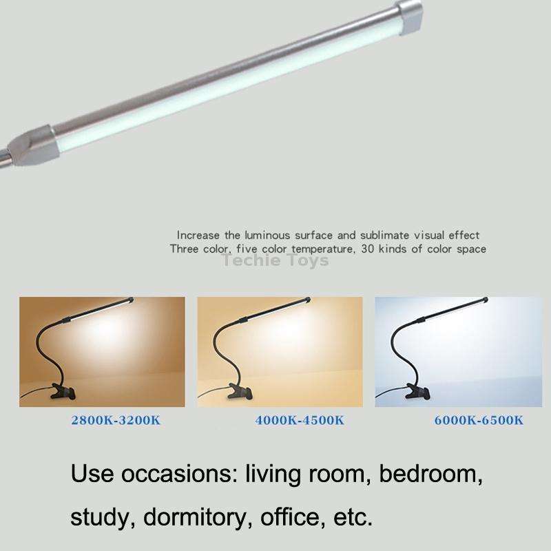 USB Clip Lamp Student Eye Protection LED Dimmable Desk Light(Silver)