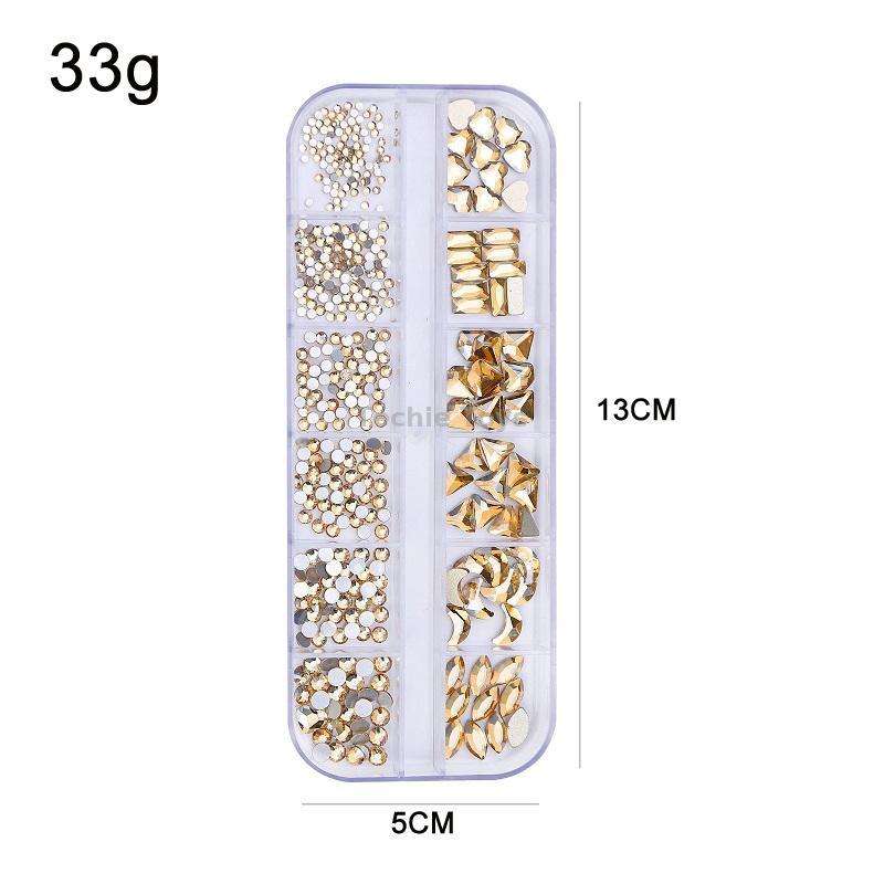 12 Grid Flat Bottom Shaped Nail Rhinestones Nail Decoration, Specification: 25