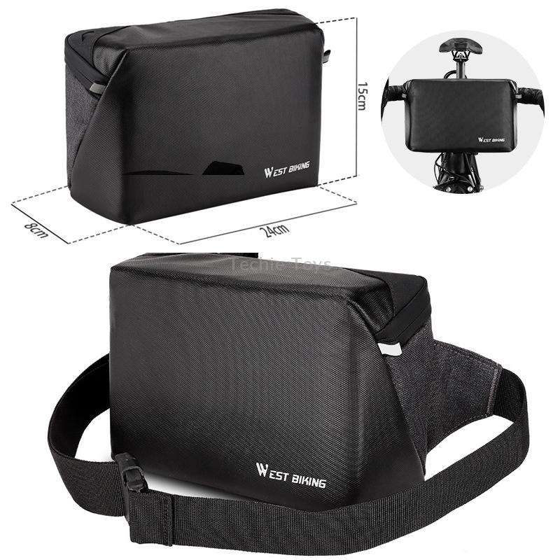WEST BIKING YP0707298 Bicycle Handlebar Bag Multi-function Messenger Bag Scooter Head Bag(Black)