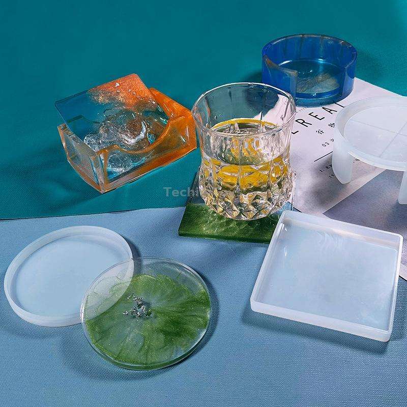 DIY Crystal Epoxy Storage Box Silicone Mould, Specification: Round Coaster Box Set