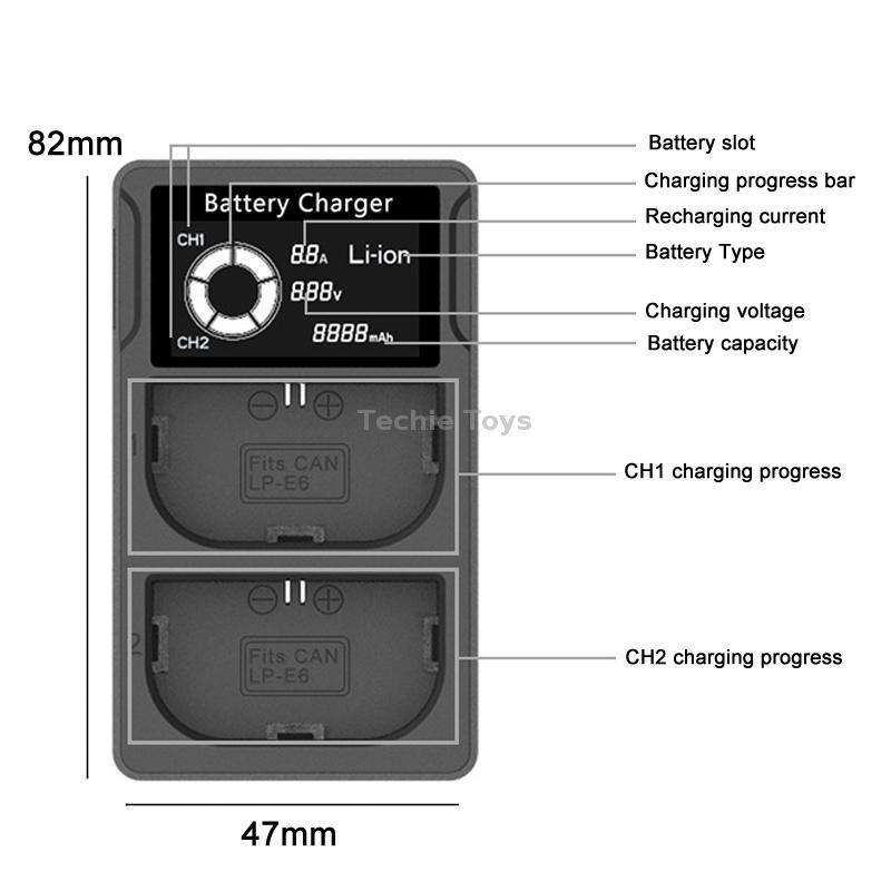 LP-E6 USB LCD Dual Charger Camera Battery Charger