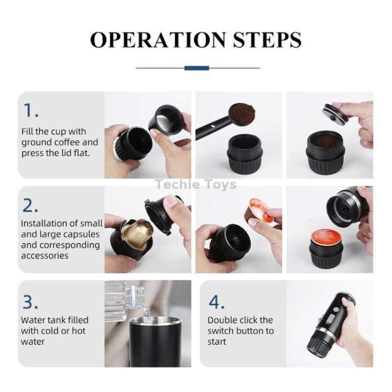 KFJ100 Portable Universal Automatic Espresso Capsule Coffee Maker(Black)