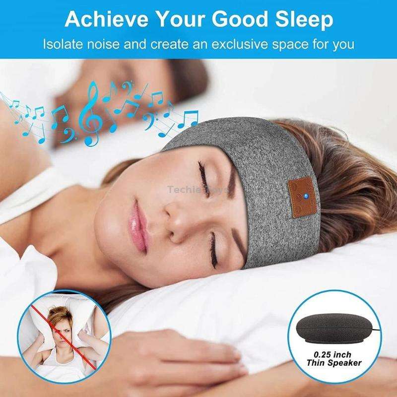 Bluetooth Headband Headphones Sleep Mask for Side Sleeper Workout Running(Hemp Gray)