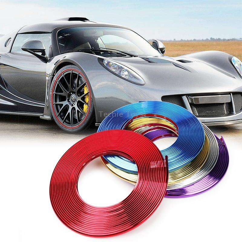 W12 8m/roll Car Universal Reflective Wheel Electroplating Decorative Strip(Gold)
