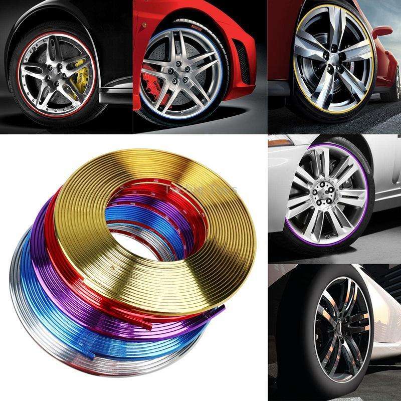 W12 8m/roll Car Universal Reflective Wheel Electroplating Decorative Strip(Gold)