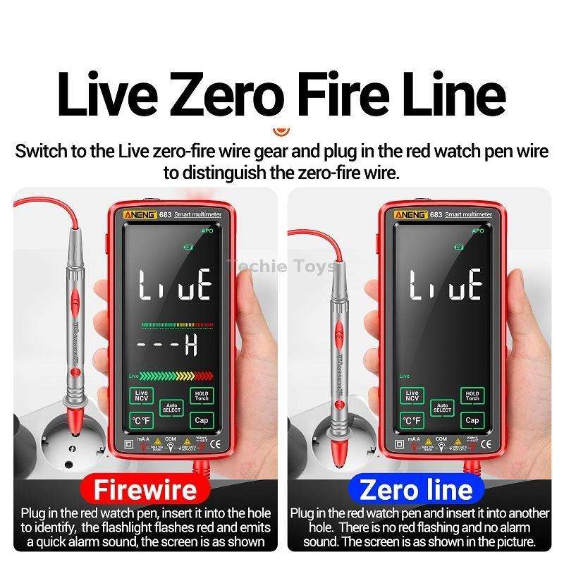 ANENG 683 Smart Touch Screen Automatic Range Rechargeable Multimeter(Black)