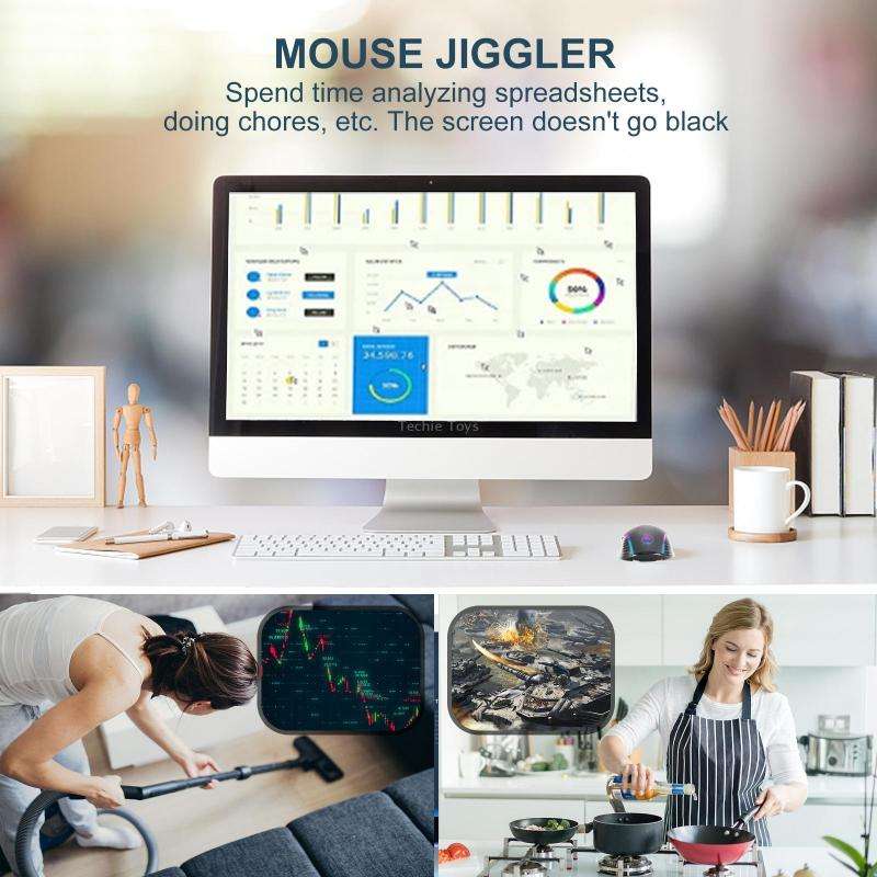 E50 2.4G Wireless Mouse Jiggler Portable Cordless Mouse With 7 Keys(Black)