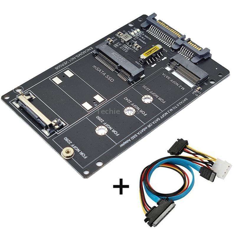 SATA 22PIN To MSATA Or M.2 NGFF SATA Card 2 In 1 SSD Converter Card With SATA 22pin Cable