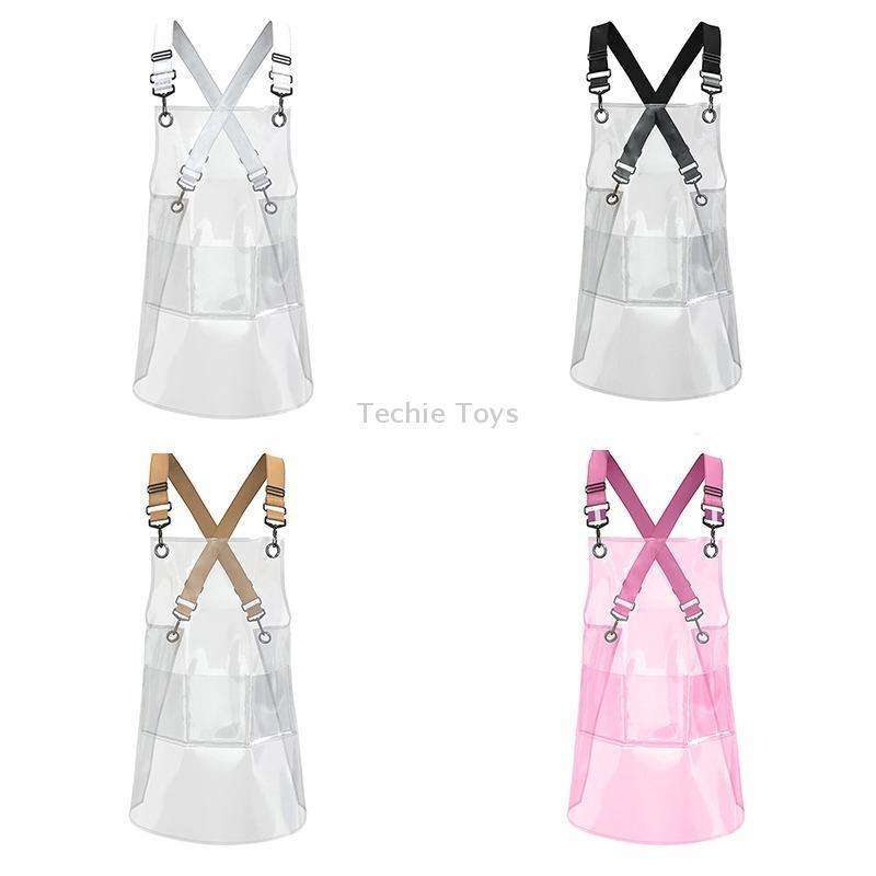 30 Silk Long 80cm Transparent TPU Apron Solid Color Webbing Adjustable Work Apron(Pink + Pink Webbin