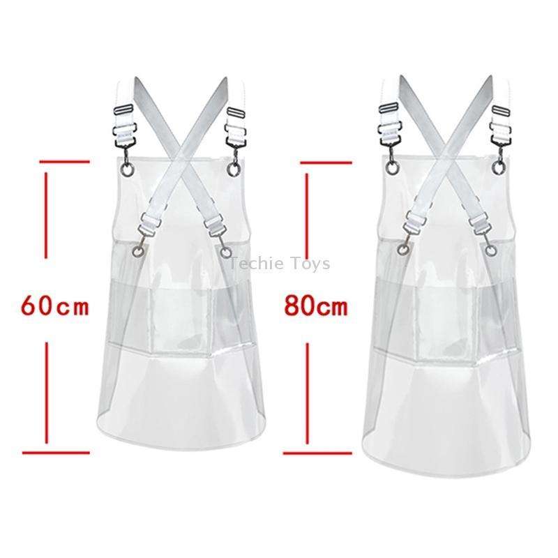 30 Silk Long 80cm Transparent TPU Apron Solid Color Webbing Adjustable Work Apron(Pink + Pink Webbin