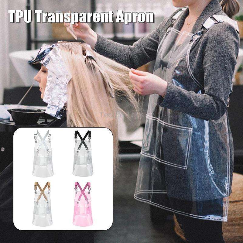 30 Silk Long 80cm Transparent TPU Apron Solid Color Webbing Adjustable Work Apron(Pink + Pink Webbin
